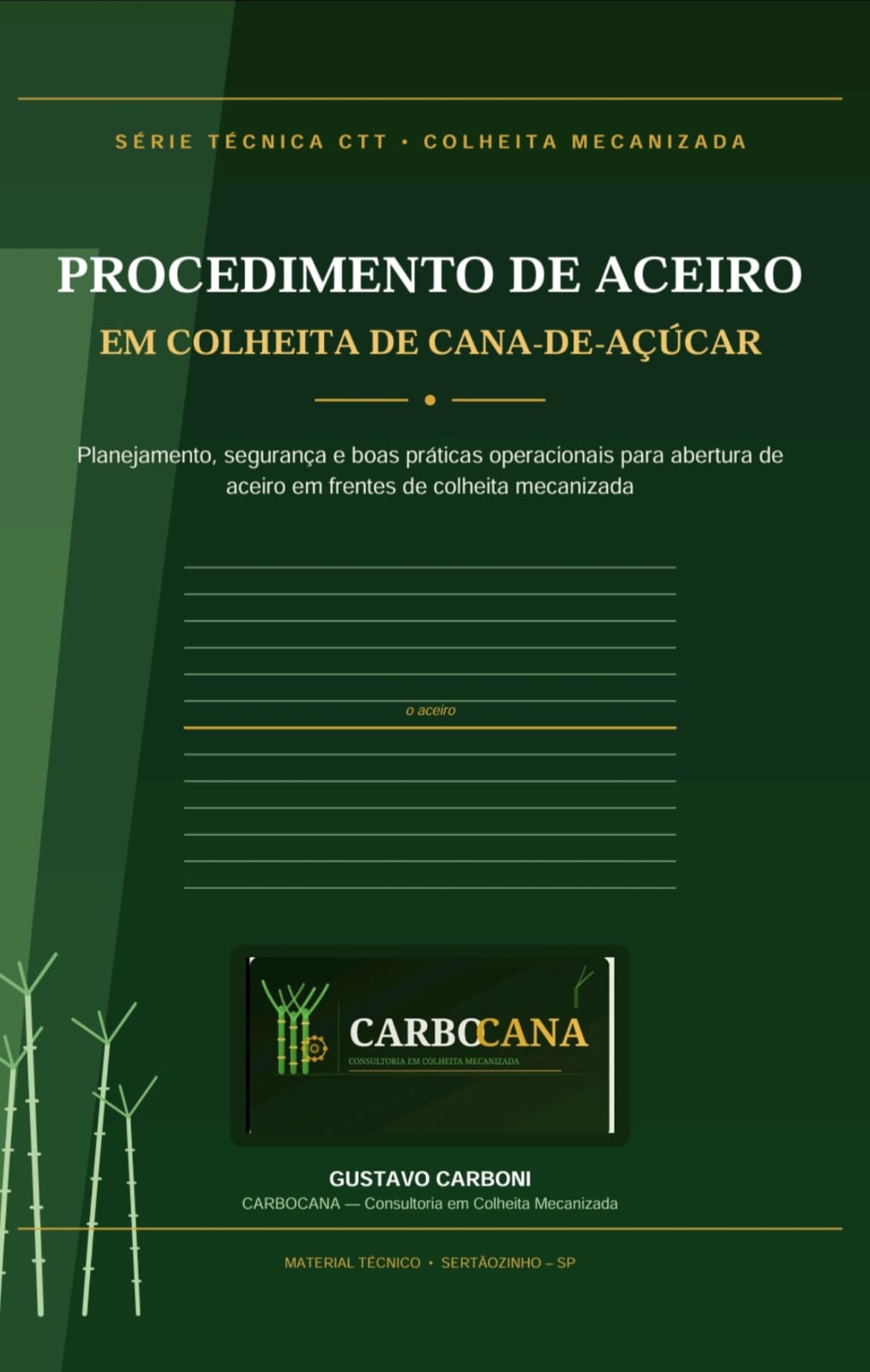 Capa do e-book Procedimento de Aceiro em Colheita de Cana-de-Açúcar